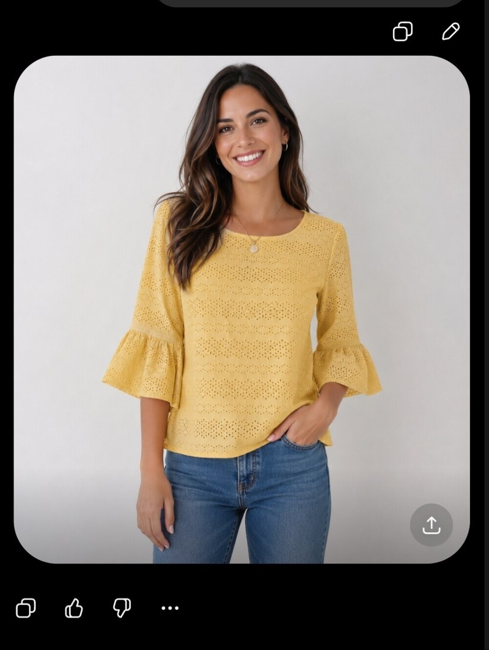 Talbots Yellow Eyelet Bell-Sleeve Blouse